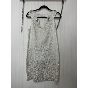 Steve Madden Silver White Metallic Mini Dress Cocktail Party Size 8